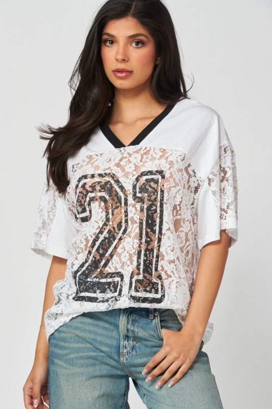Pastel Lace Number 21 Mesh Jersey