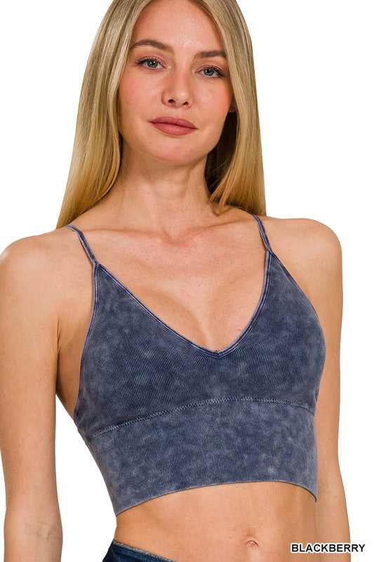 Washed Ribbed Seamless Bra Padded Tank Top Zenana Muliple Colors