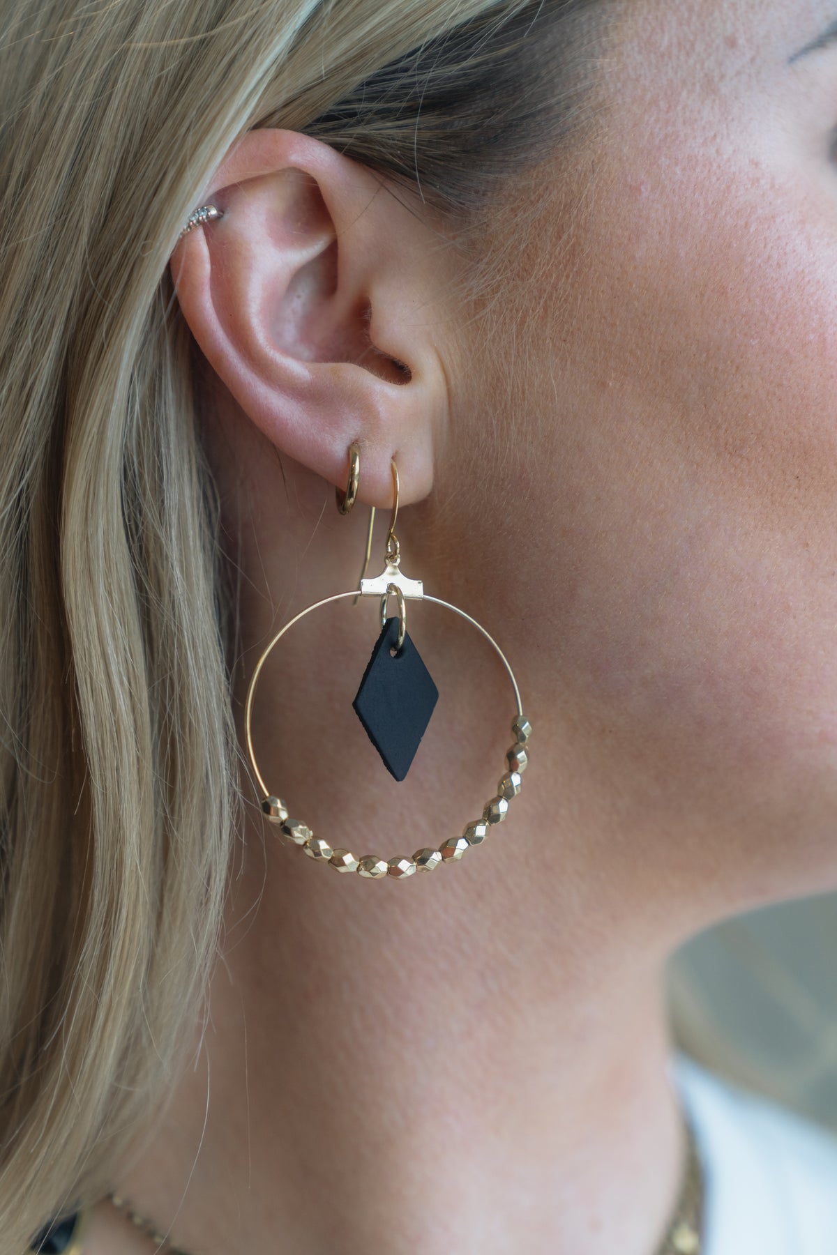 Bead Leather Diamond Earring Oak Creek Collection Handmade