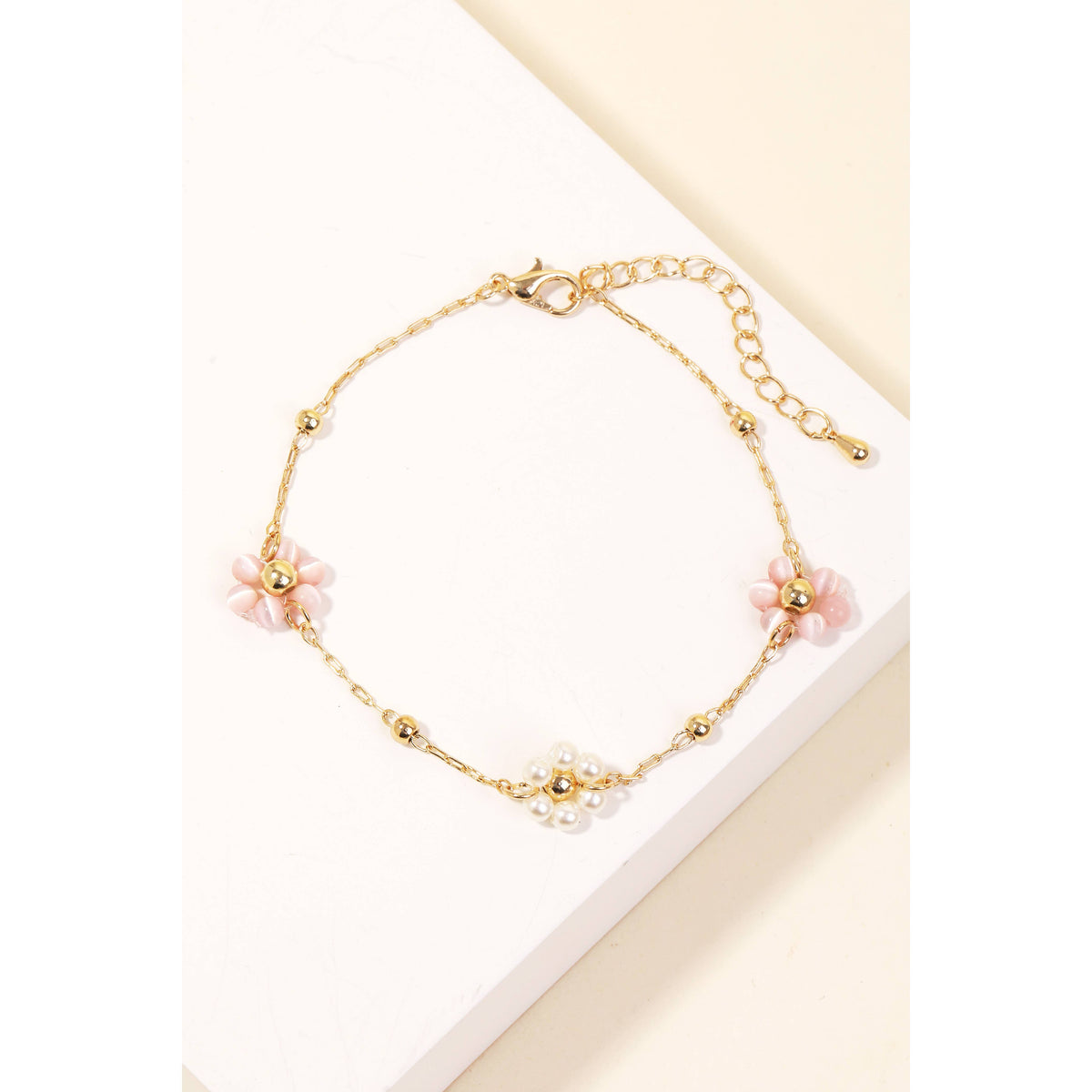 Mixed Beaded Flowers Station Chain Bracelet Anarchy Street