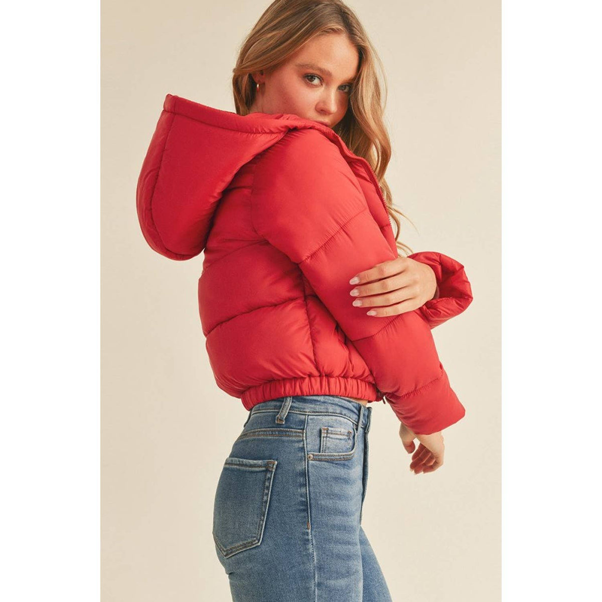Molly Red Nylon Puffer Jacket