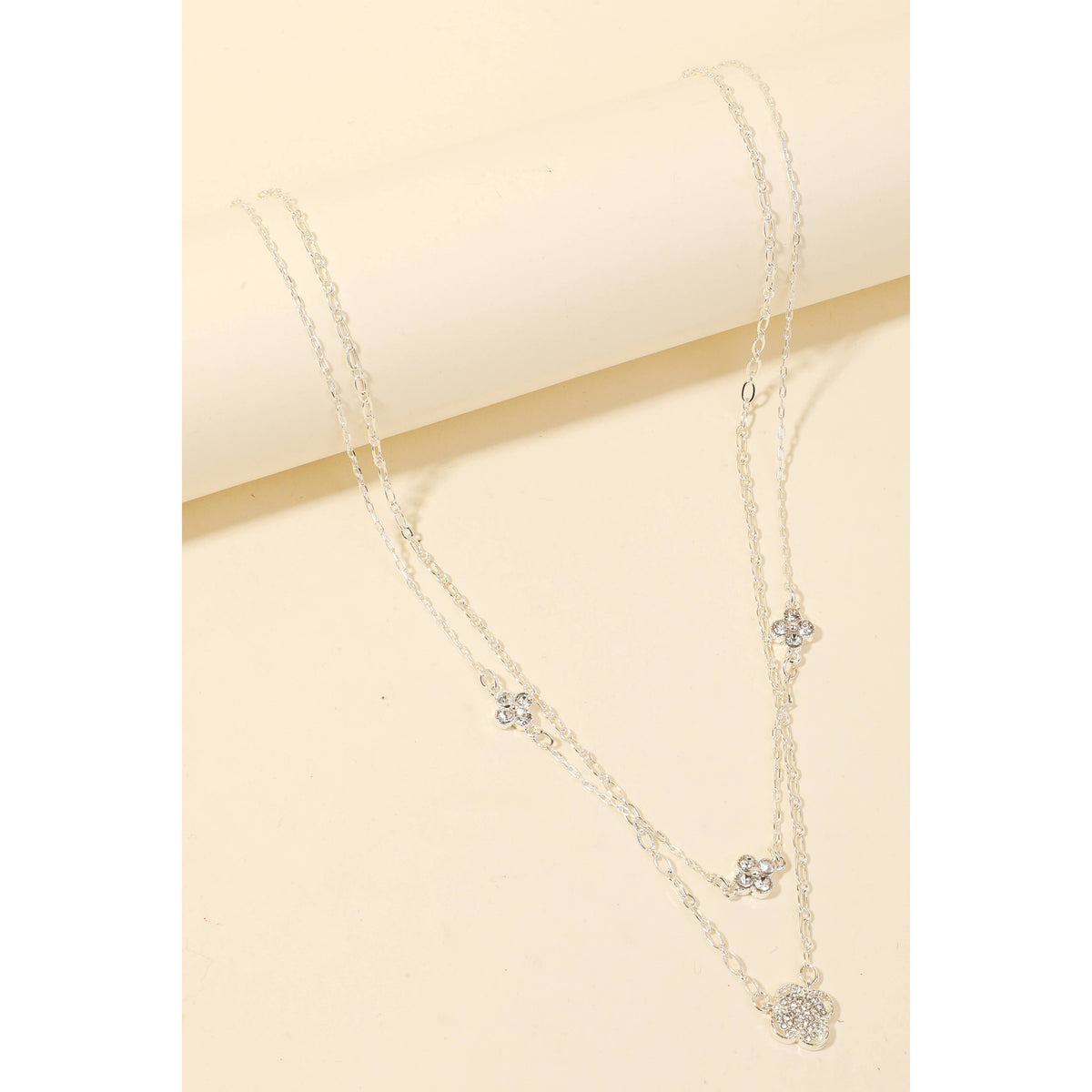 Pave Clover Charms Layered Chain Necklace Anarchy Street