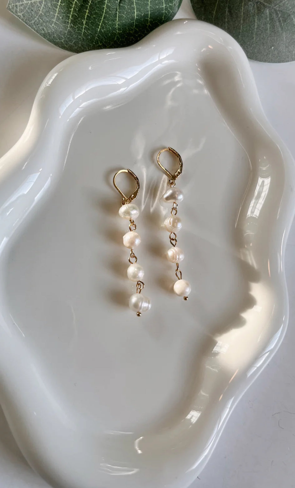 Pearl Gold Drop Earrings Simply Saige Co