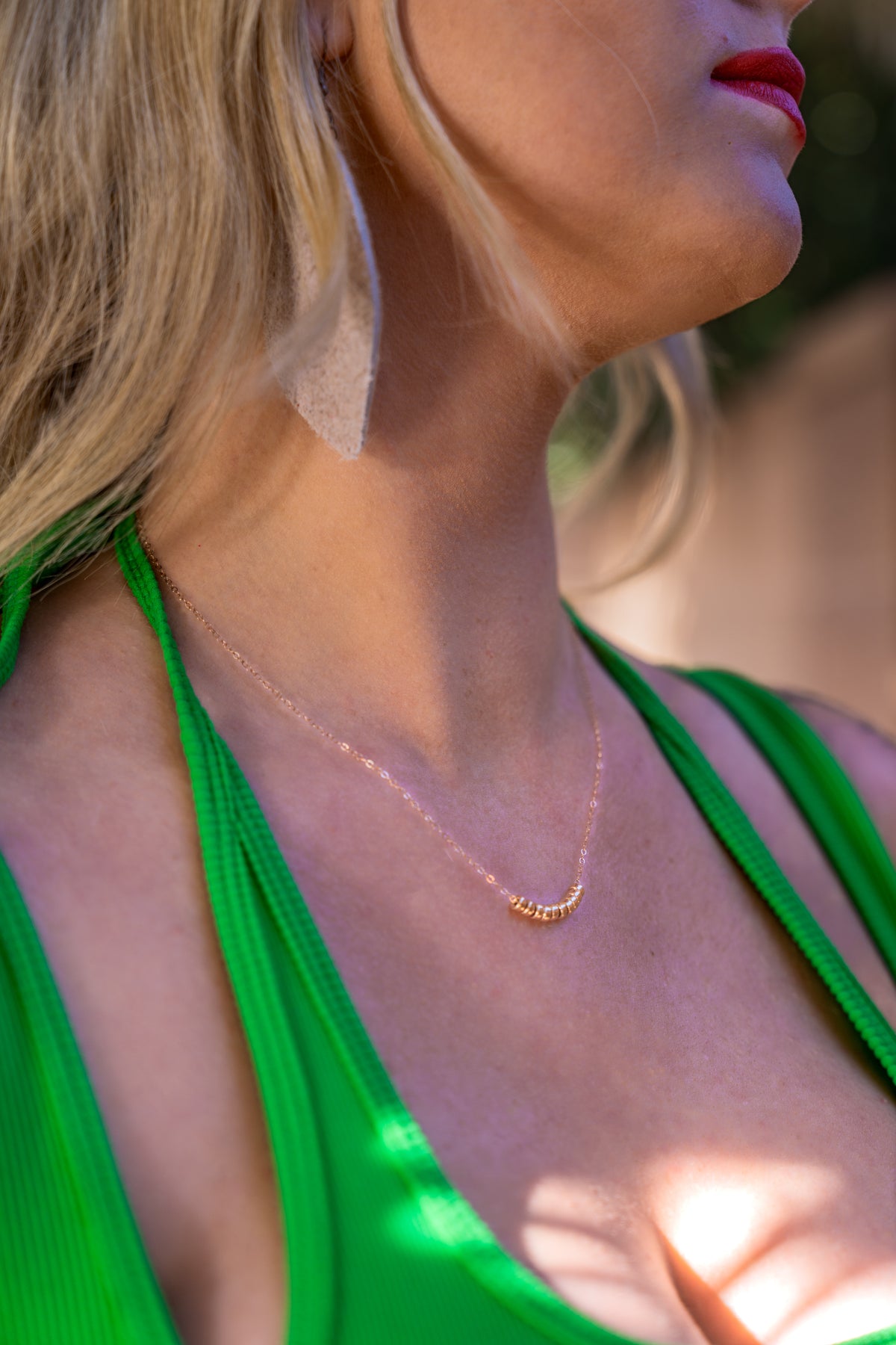 Roundel Bead Necklace Minimalist, Layering, Hypoallergenic by Barberry & Lace
