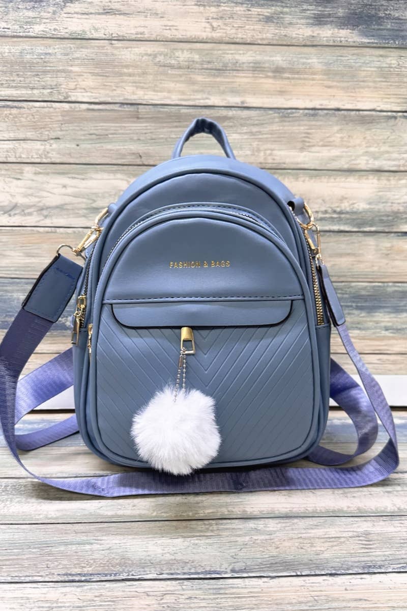 Solid backpack shoulder strap bag Desheng Enterprise (Blue)