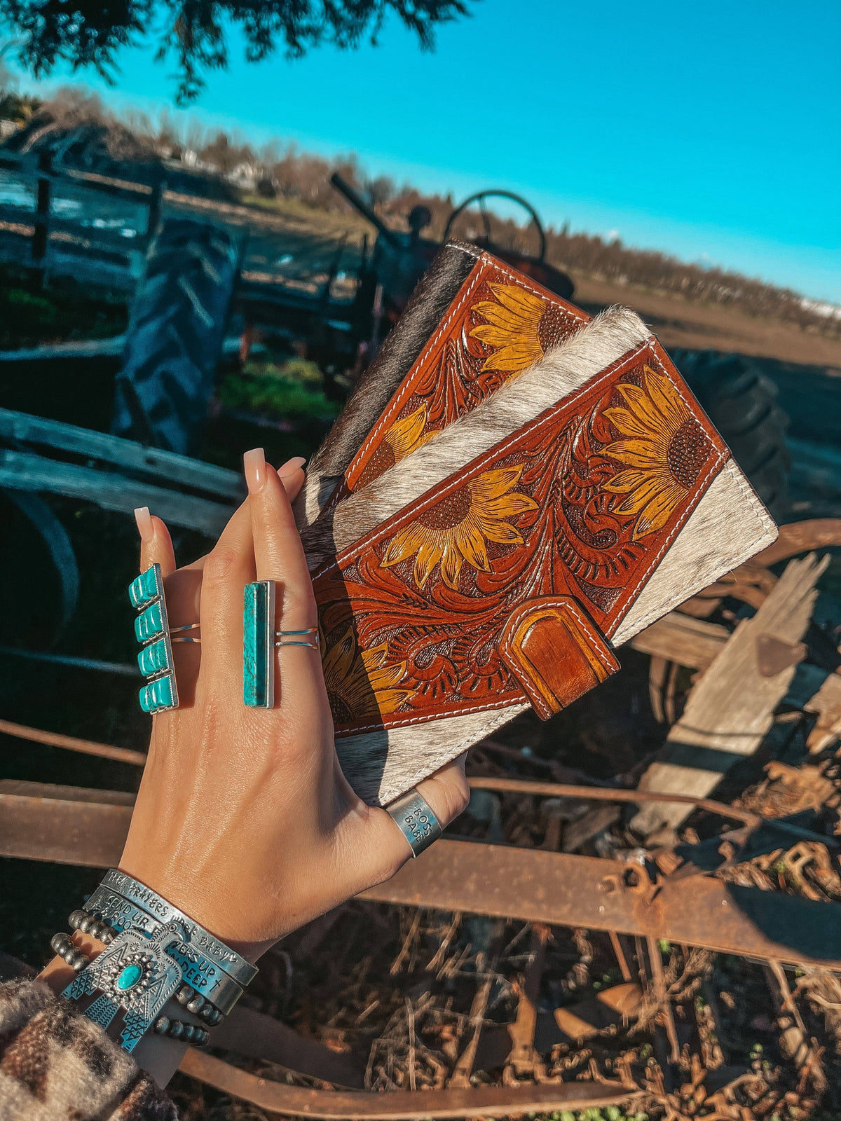 The Avery Sunflower Cowhide Wallet Haute Southern Hyde