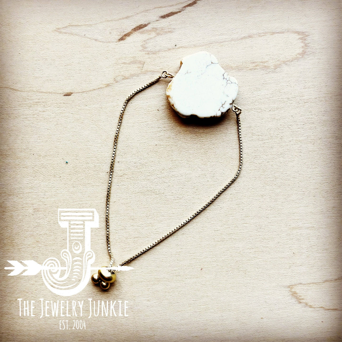 White Turquoise Bracelet with Adjustable Slide