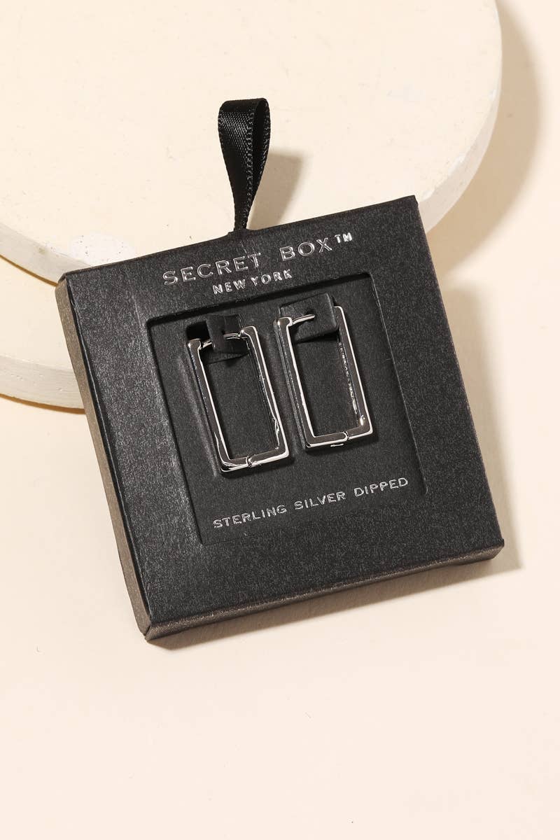 Secret Box Rectangle Cutout Hoop Earrings Anarchy Street (Silver)