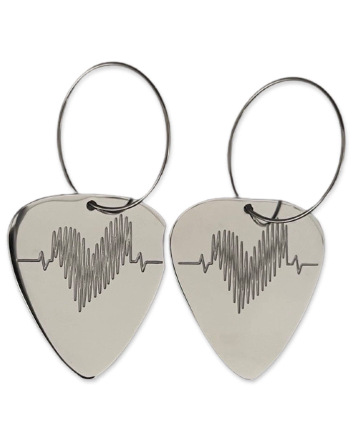 Stainless Steel Metal Guitar Pick Hoop Earring (25mm)