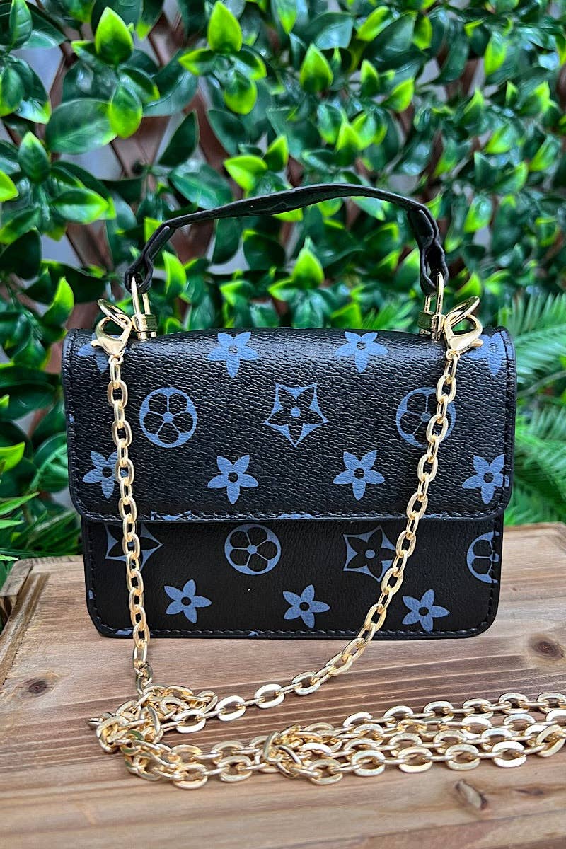 Black Star Printed Crossbody with Chain