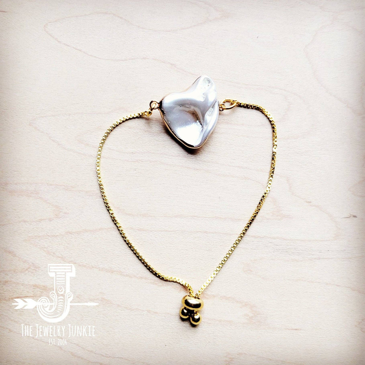 Freshwater Pearl Gold Bracelet with Adjustable Slide
