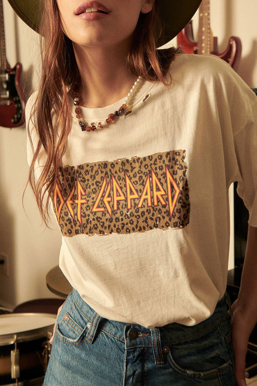 Def Leppard Leopard Print Oversized Graphic Tee by Promesa