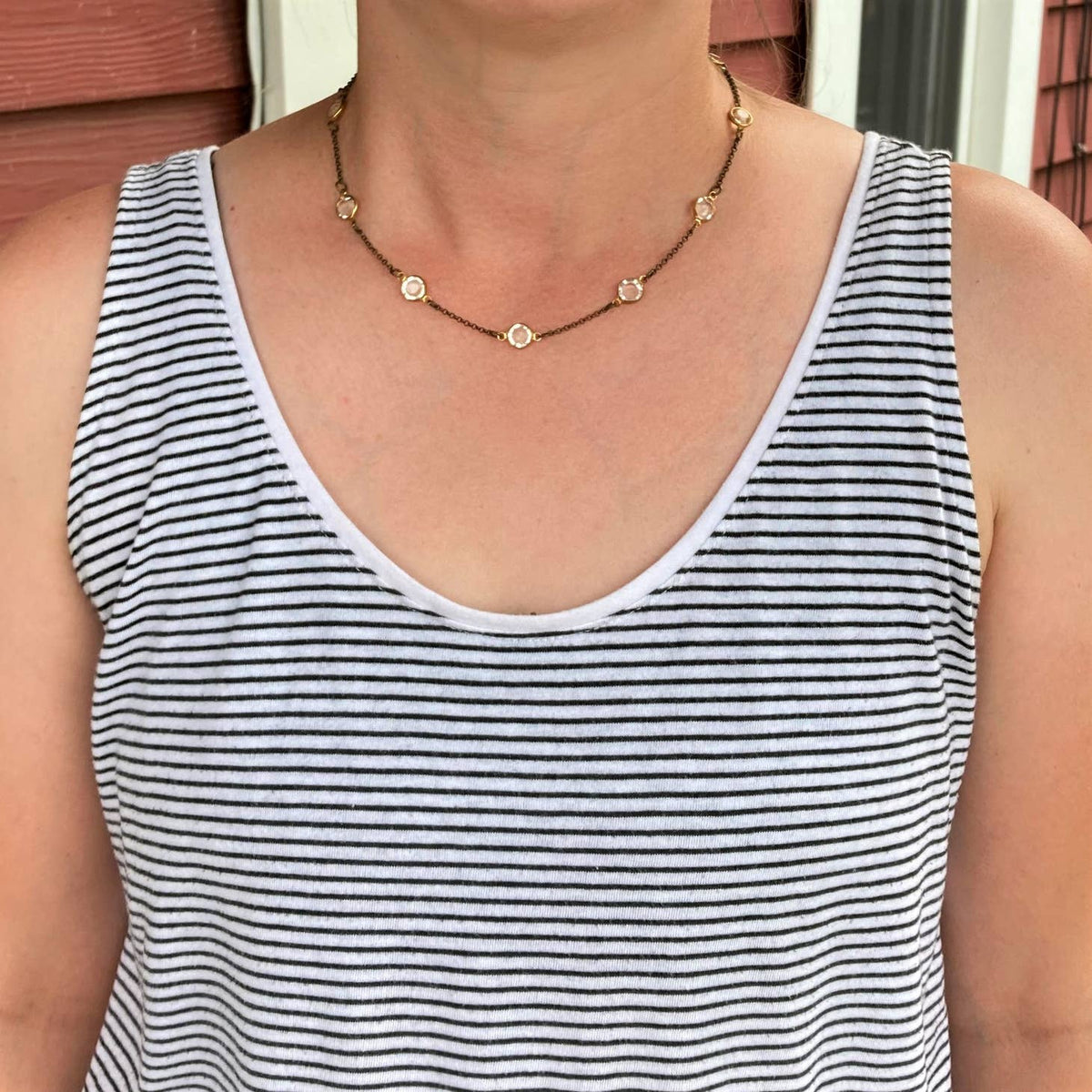 Crystal & Gold Bead Necklace Poor Sparrow