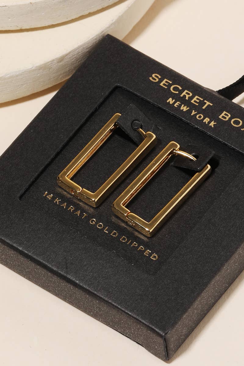 Secret Box Rectangle Cutout Hoop Earrings Anarchy Street (Gold)