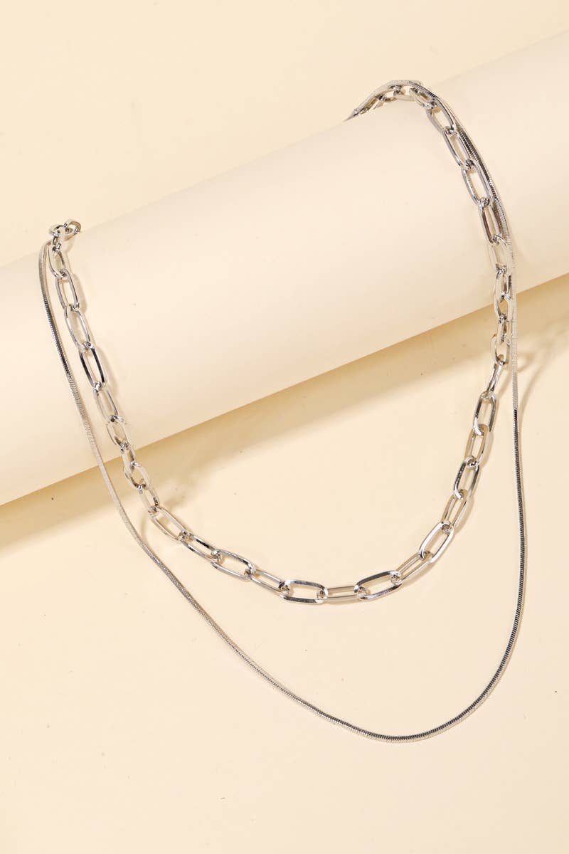 Silver Double Chain Layered Necklace Anarchy Street