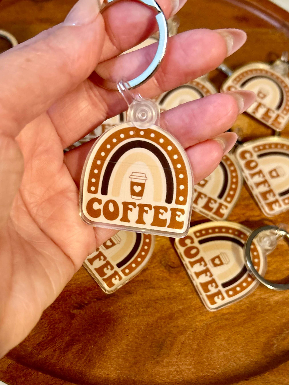 Coffee rainbow keychain cream