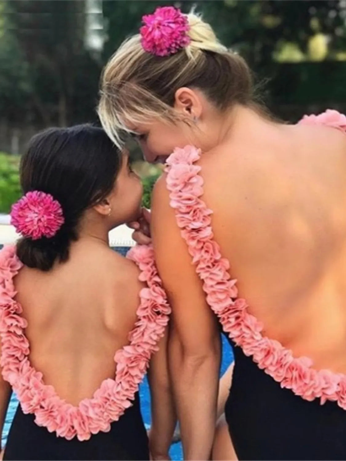 Backless Petal Strap Mother and Daughter Swimsuit Matching Set