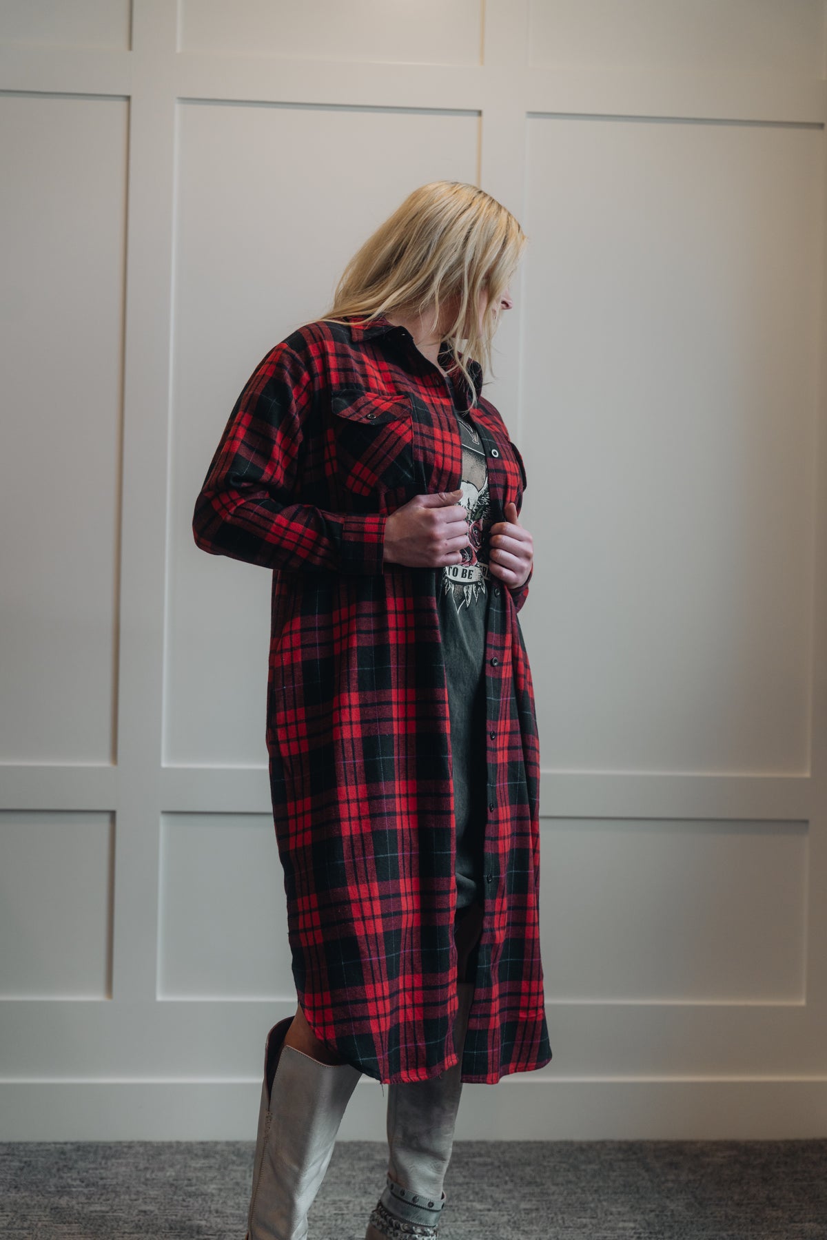 Flannel Plaid Longline Shacket by Bluivy