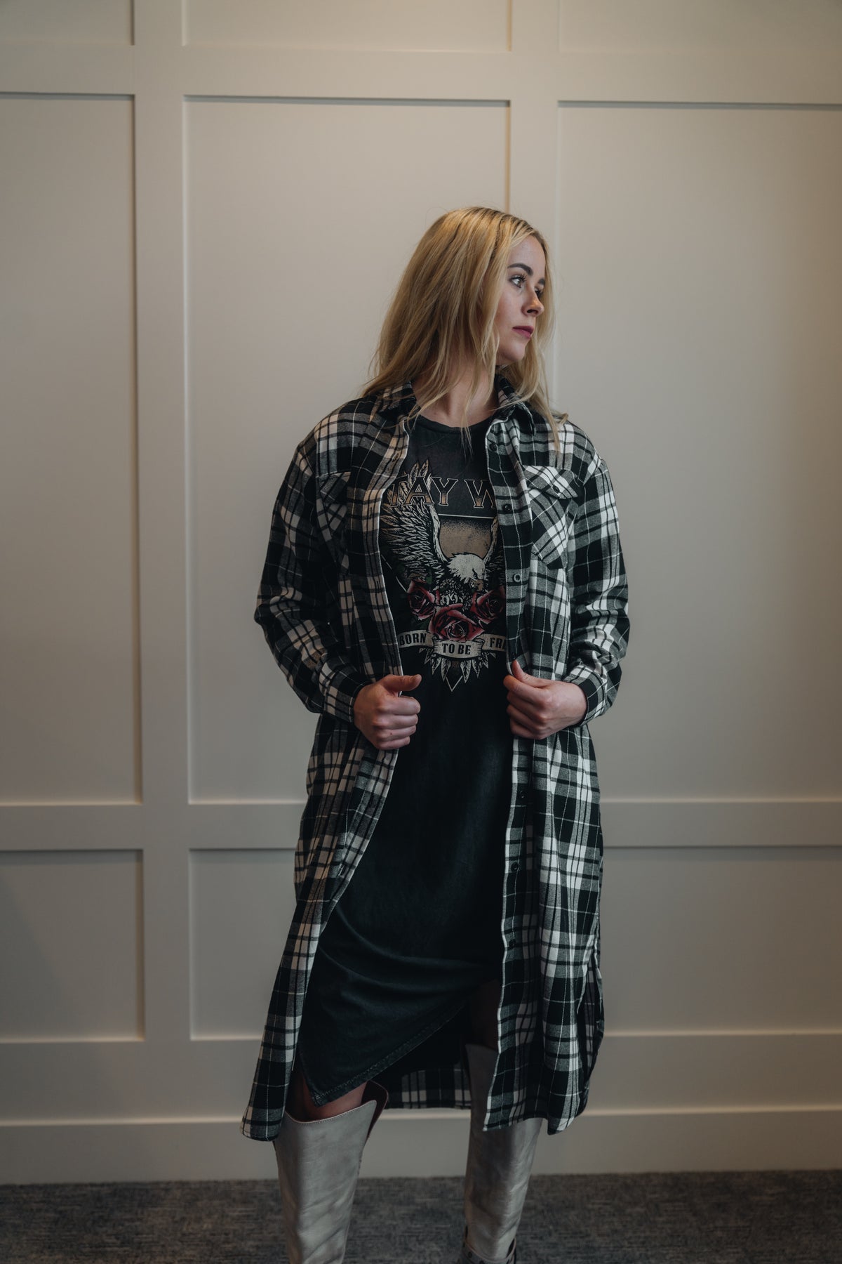 Flannel Plaid Longline Shacket by Bluivy