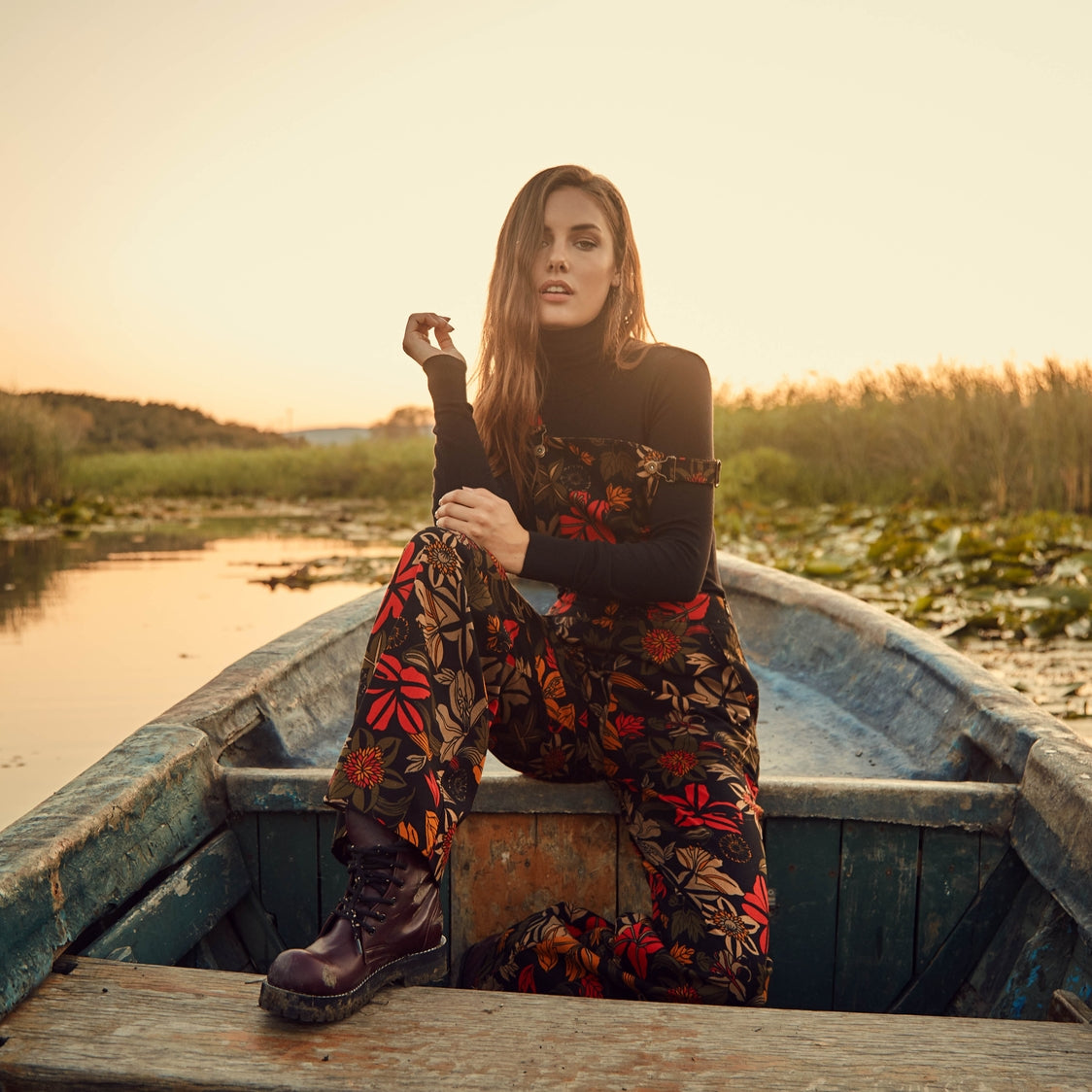 Floral Print Wide Leg Jumpsuit Los Banditos