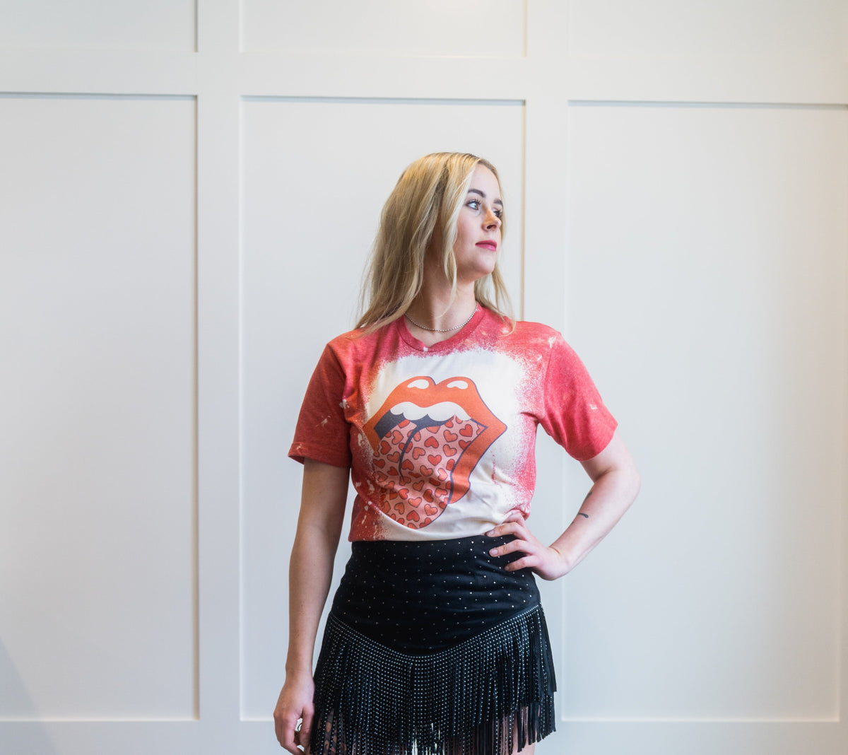Rolling Stones Lips Heart Tonque Bleached Shirt
