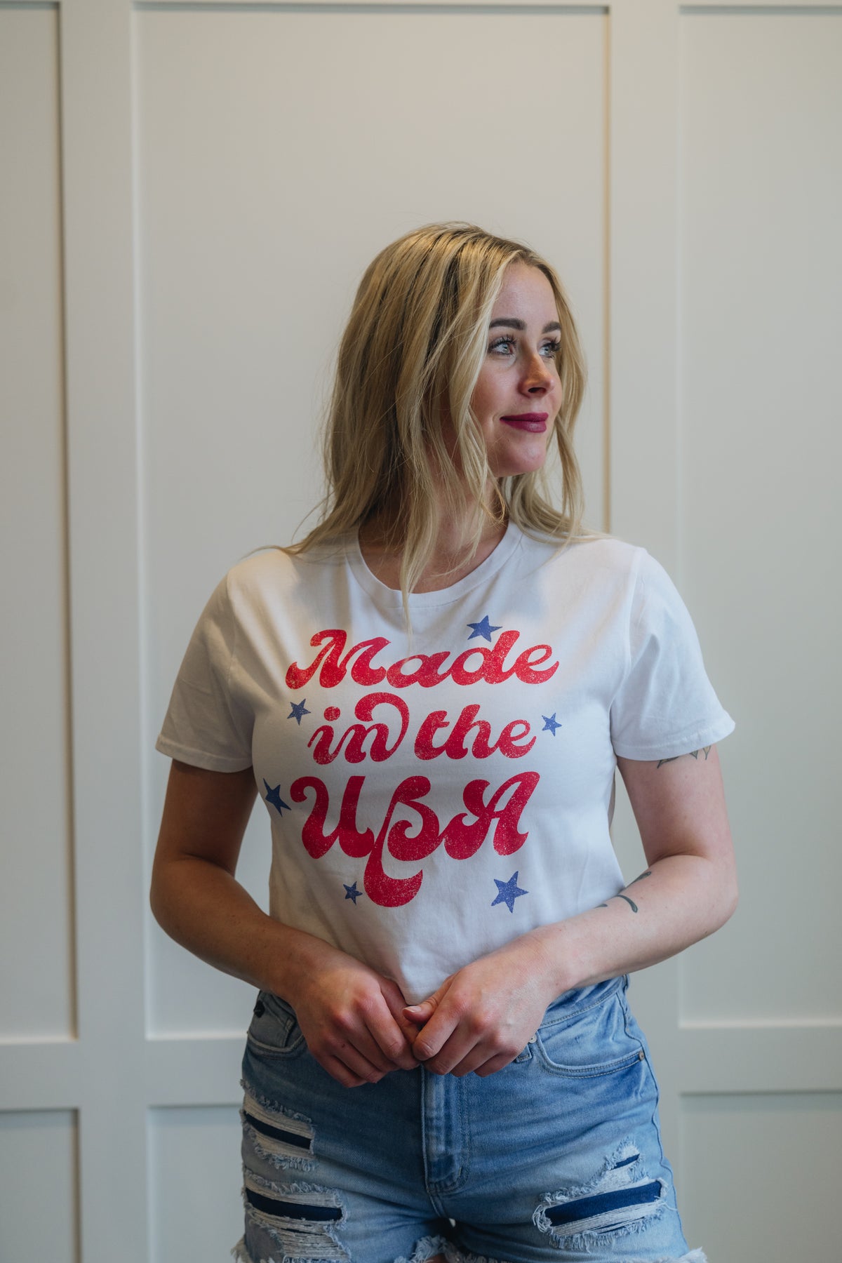 Made in the USA Crop T Shirt White