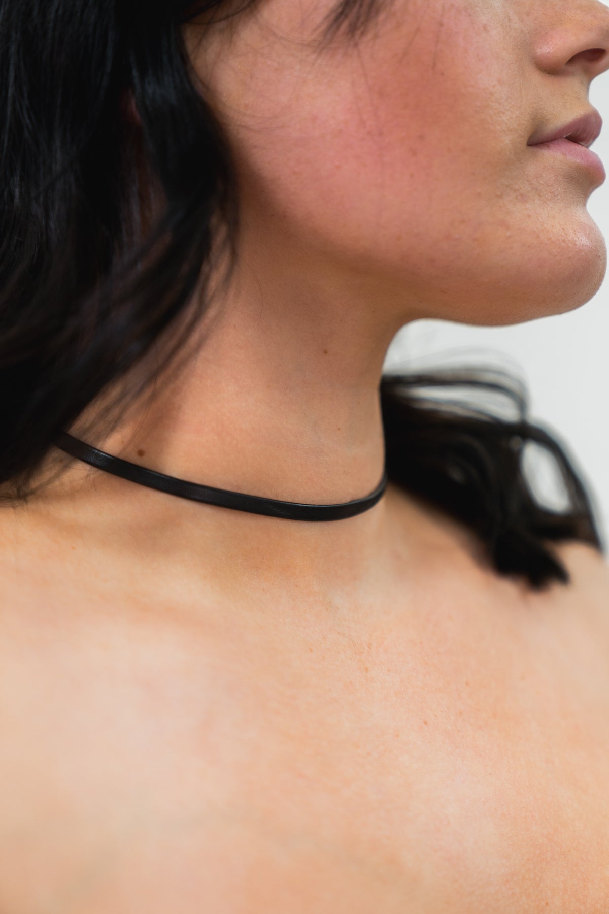 Soft Black Leather Choker Necklace