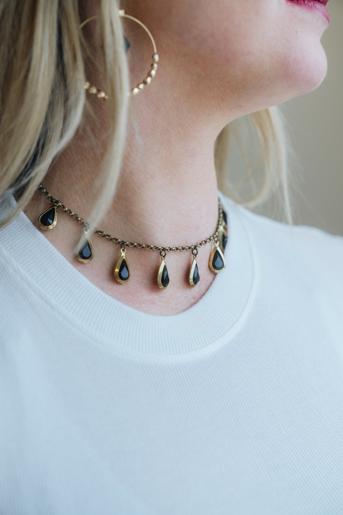 Jet Black Teardrop Jewel Choker My Store