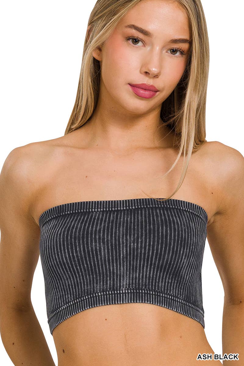 Washed Ribbed Seamless Tube Top Zenana in Multiple Colors